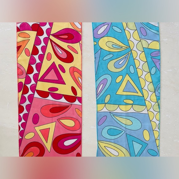 Lot of 2 Chic Neck Head Bag Scarves Accessories 43" x 8"Lightweight Rectangle - Picture 2 of 3